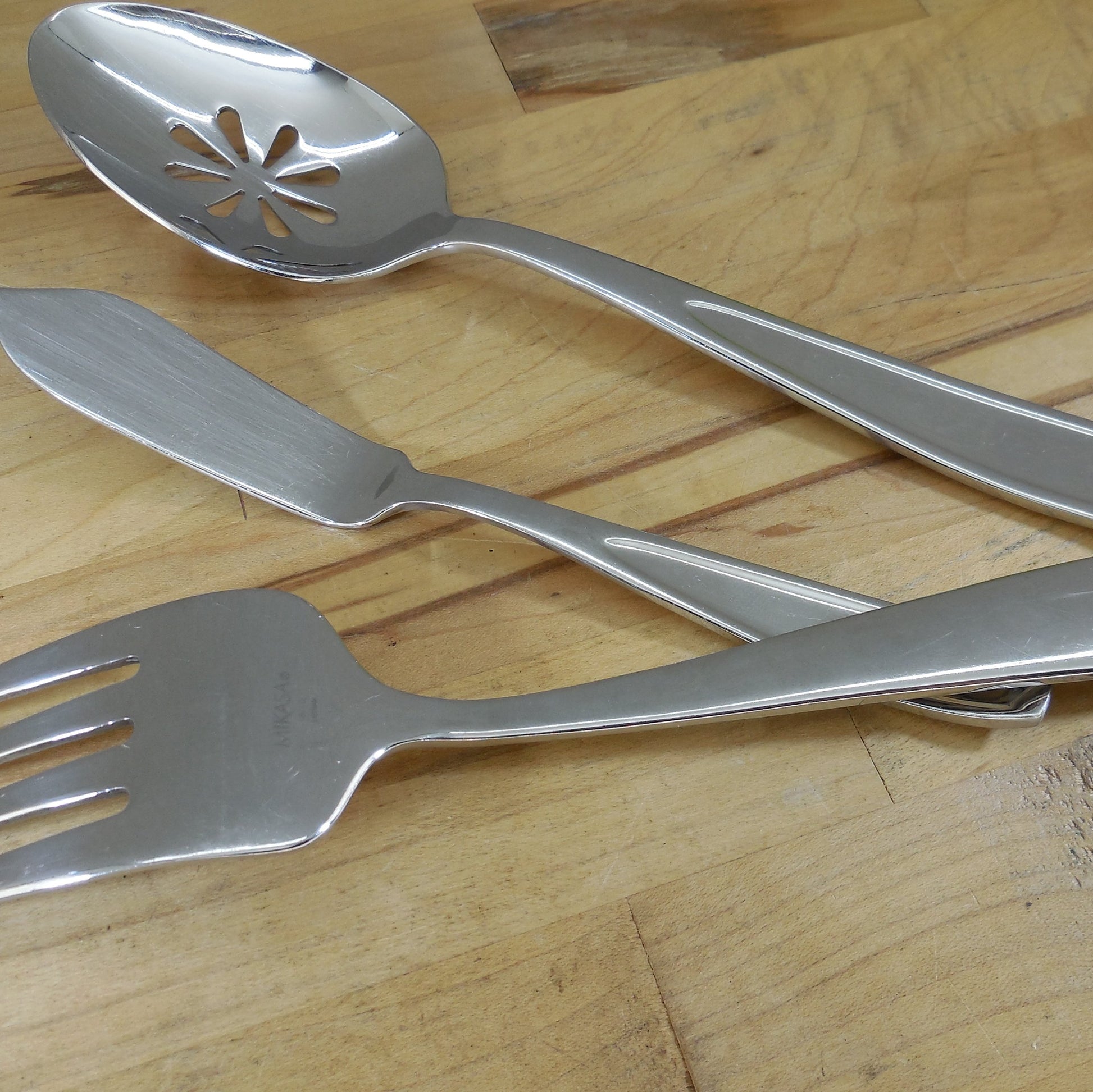 Mikasa Natasha Stainless Flatware - Master Butter Pierced Spoon Meat Fork Serving