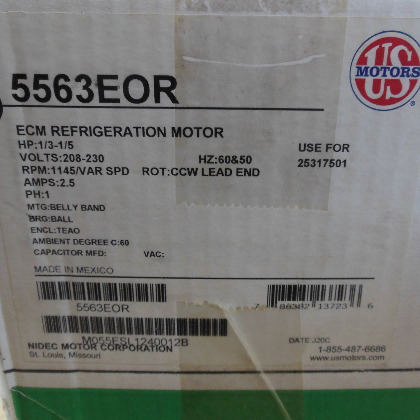 US Motors 5563EOR ECM Refrigeration M055PWESL-1240 Use For 25317501