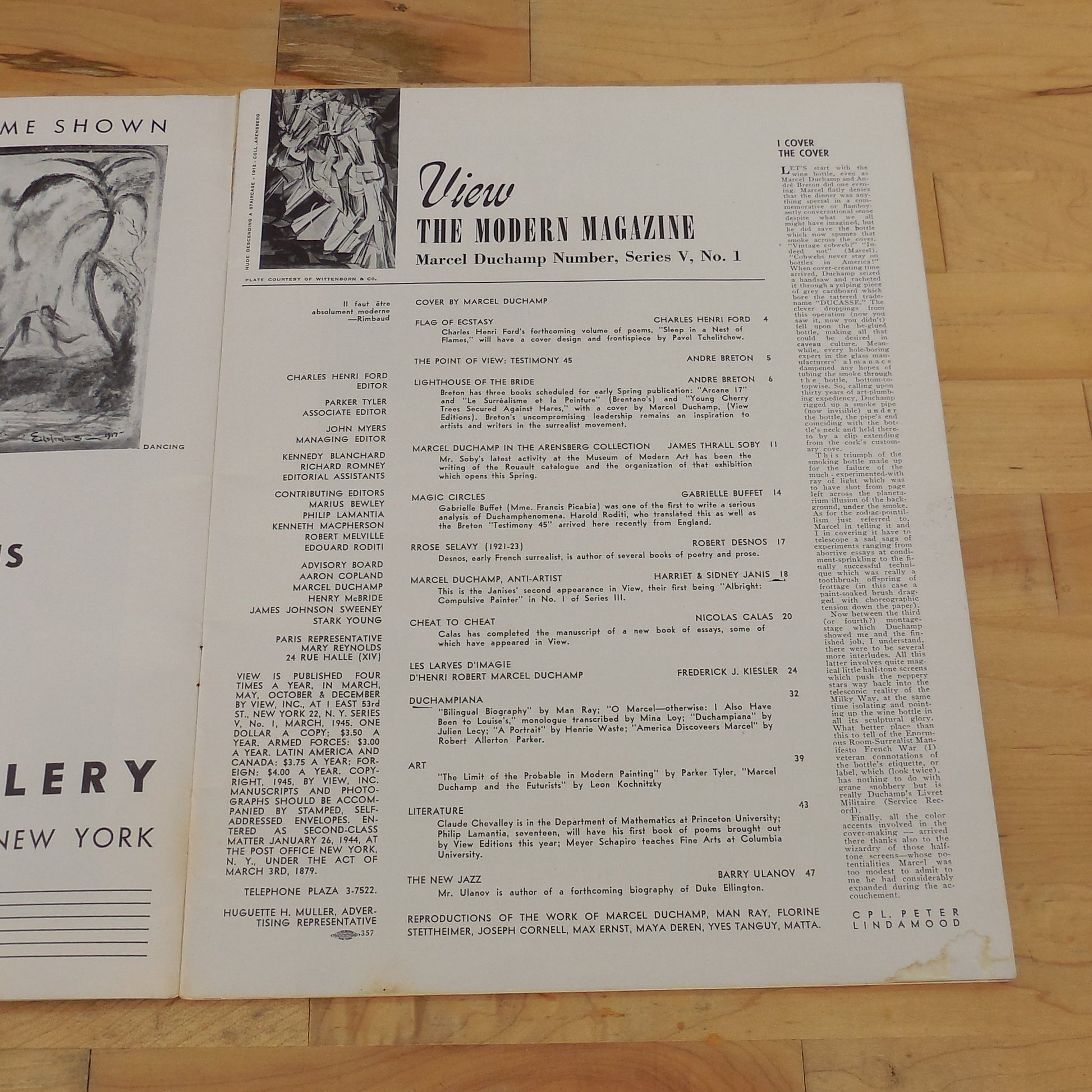 View -  The Modern Magazine 1945 Series V No. 1 Marcel Duchamp Art Contents