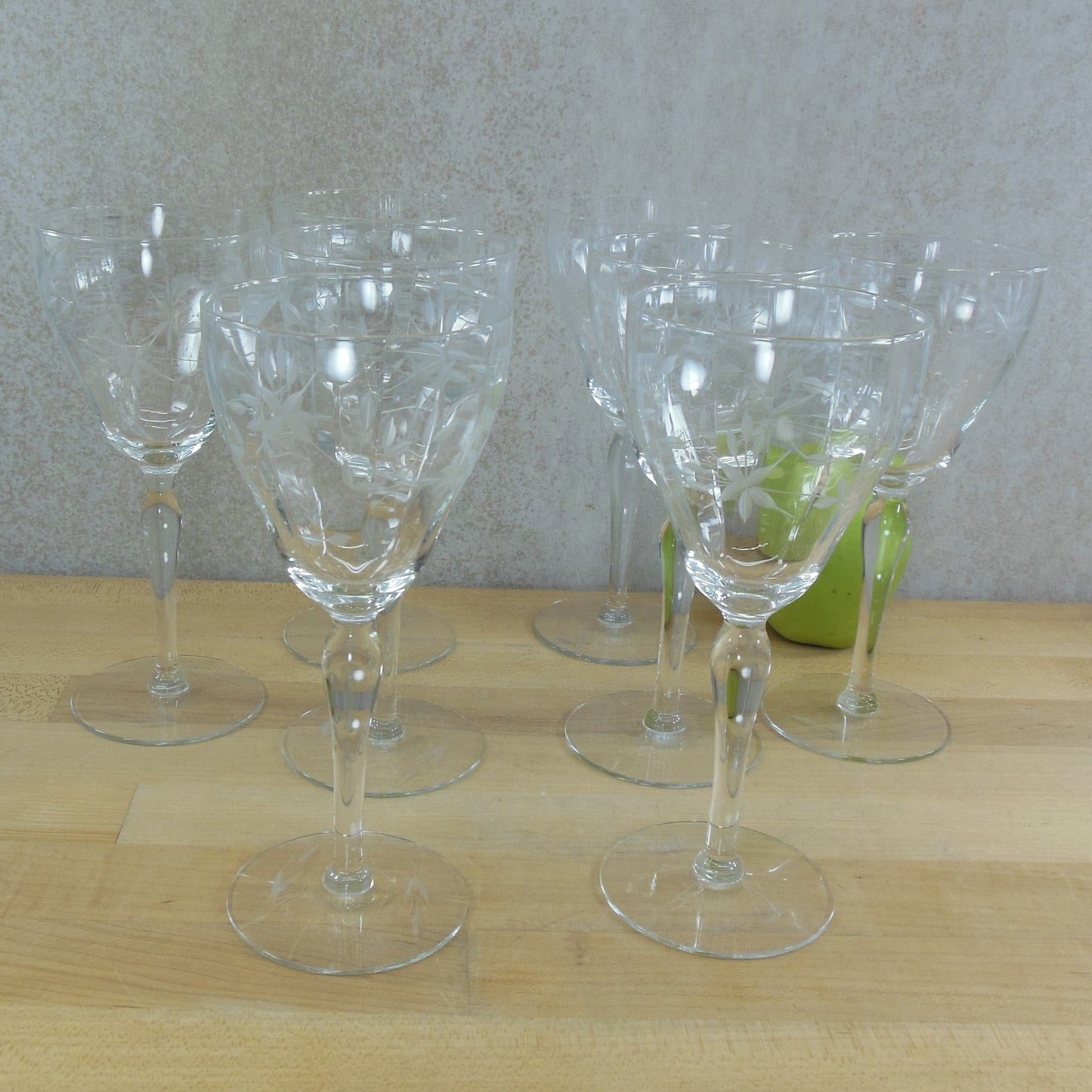 Marion Glass C-365 Cut Crystal Water Goblet Stemware - 8 Set