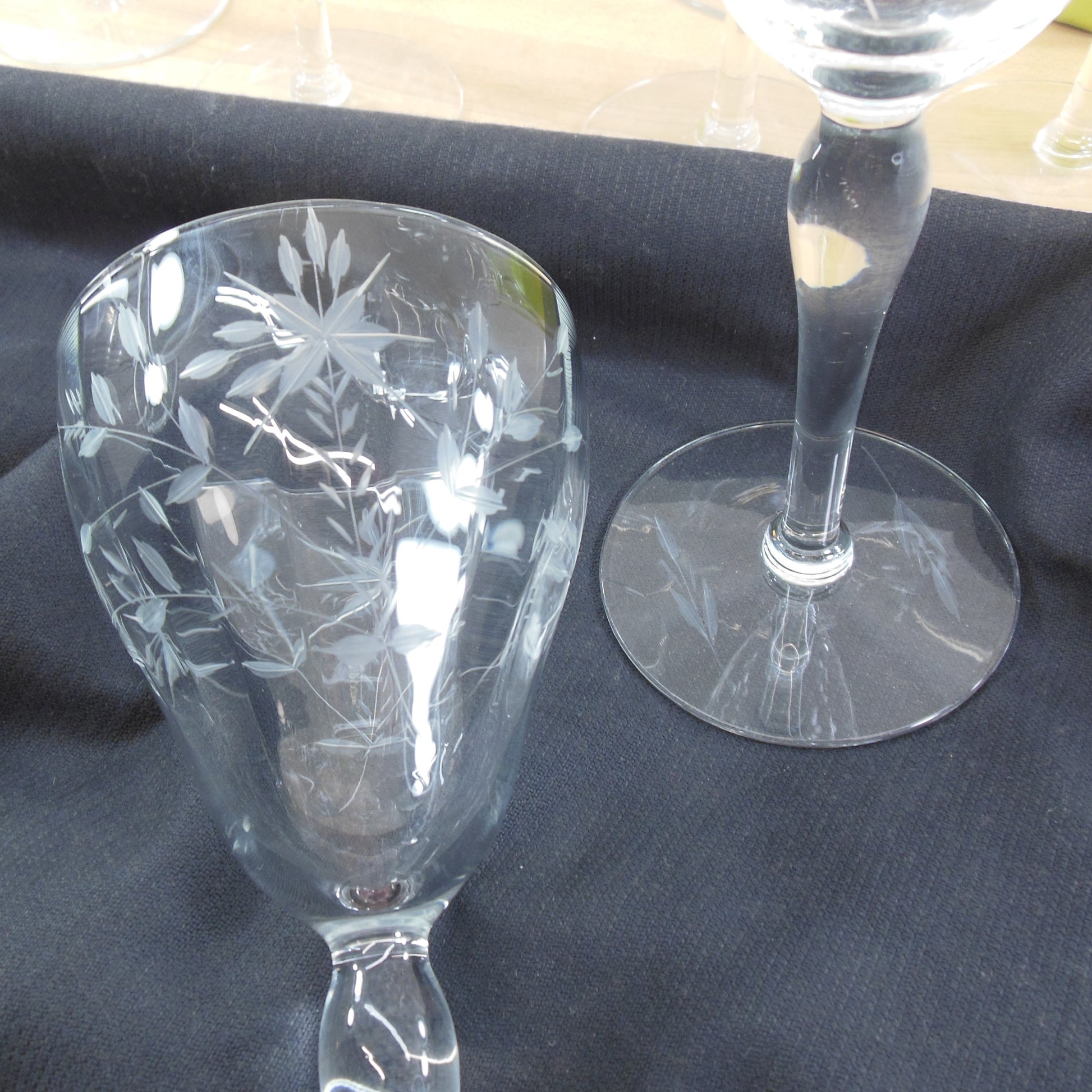 Marion Glass C-365 Cut Crystal Water Goblet Stemware - 8 Set Vintage