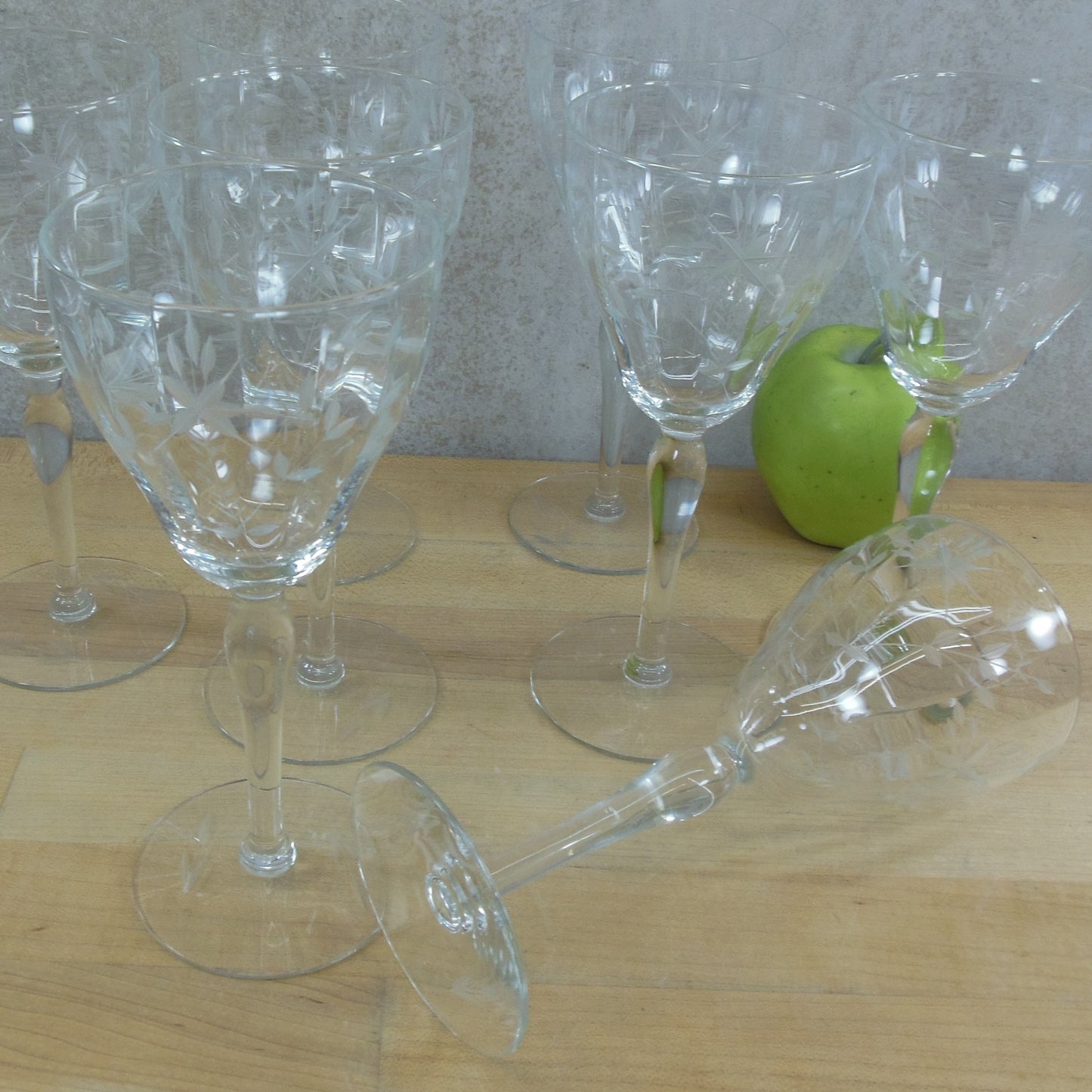 Marion Glass C-365 Cut Crystal Water Goblet Stemware - 8 Set Used