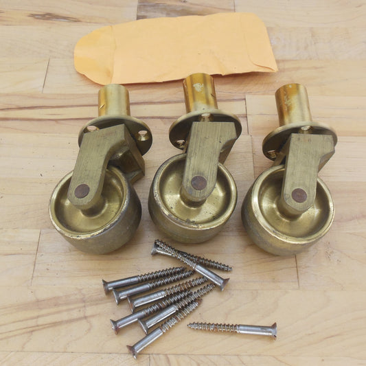 Unbranded Brass Grand Piano Wheel Caster 3 Set 1" Width 2-1/8" Dia.