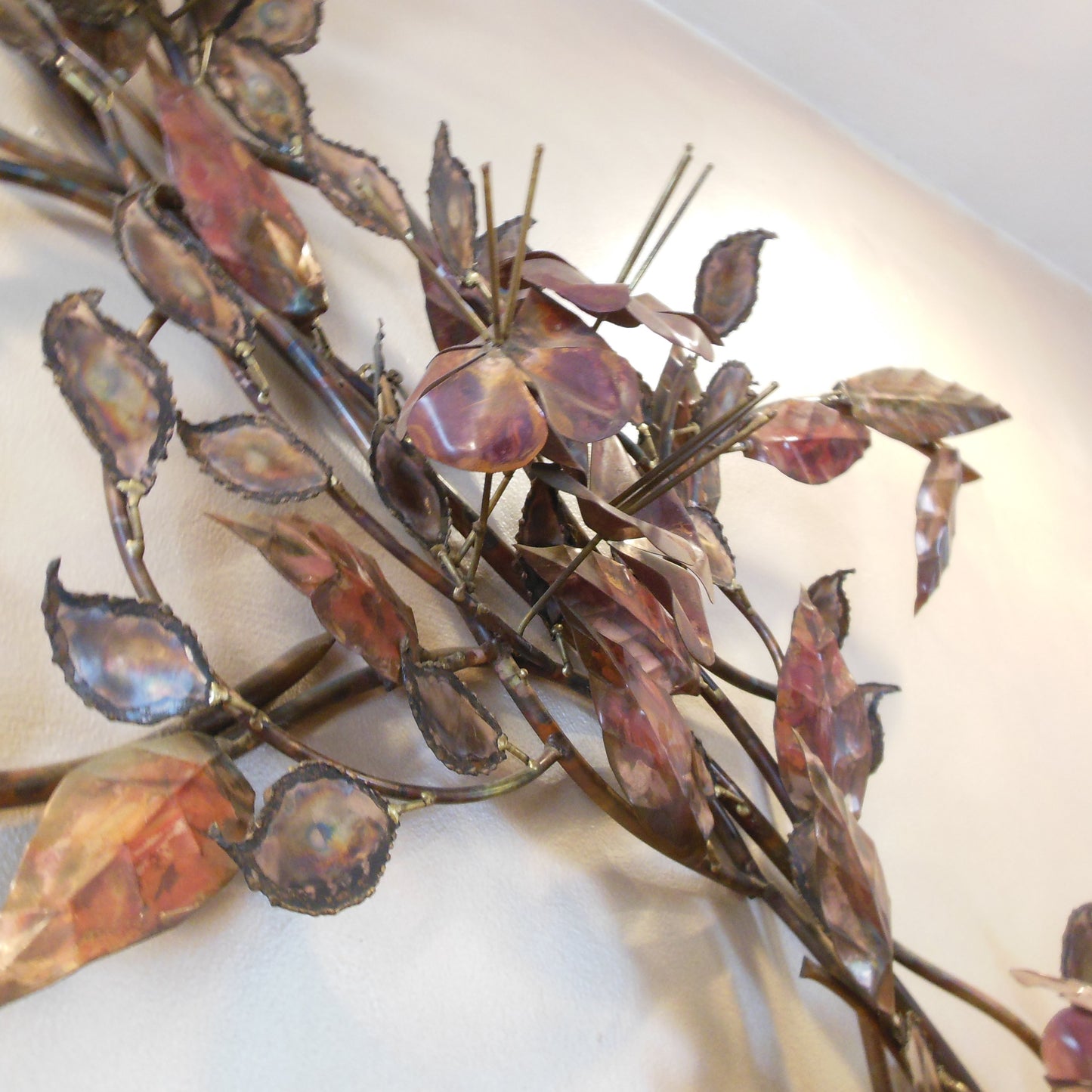 MCM Unsigned Copper Brass Torched Leaves Flowers Wall Art - Local Pick Up Florida Jere Era