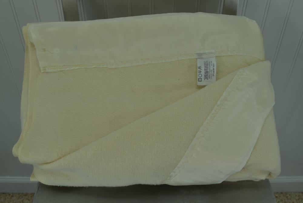 Acrylic 100% Blanket for sale Ivory Off White USA Made 65" X 84" older
