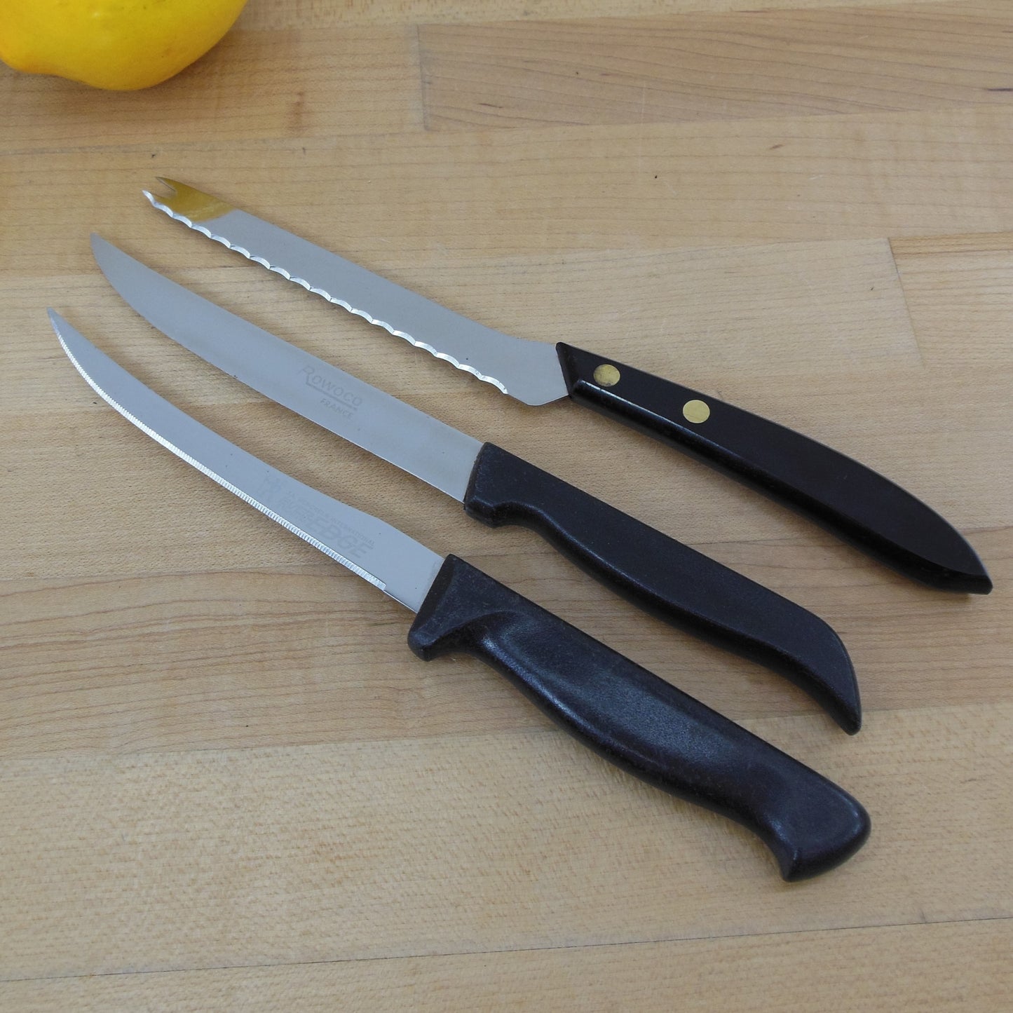 Stainless Kitchen Knife Trio - Henckels Tomato, Rowoco Utility, Robinson