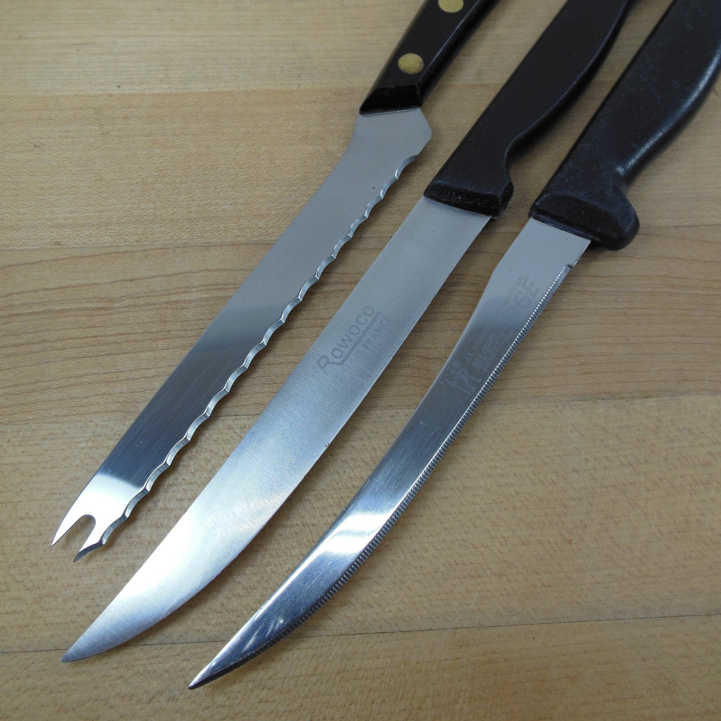 Stainless Kitchen Knife Trio - Henckels Tomato, Rowoco Utility, Robinson Used