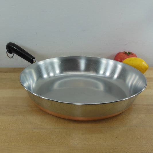 Revere Ware 12" Fry Pan Skillet Chicken Fryer Stainless Copper Clad 1992 Clinton Ill.
