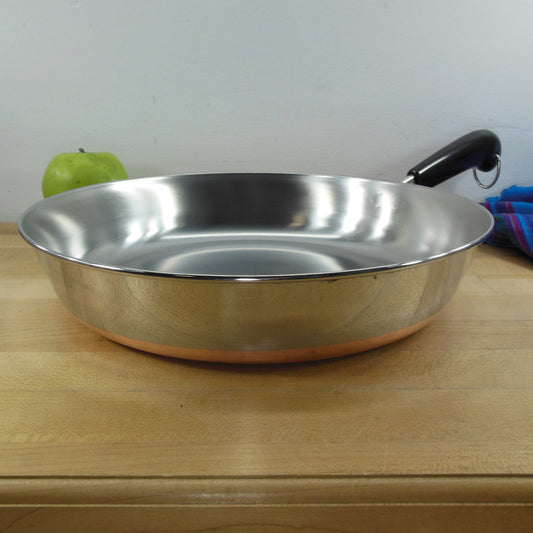 Revere Ware 12" Fry Pan Skillet Chicken Fryer Stainless Copper Clad 1995 Clinton Ill.