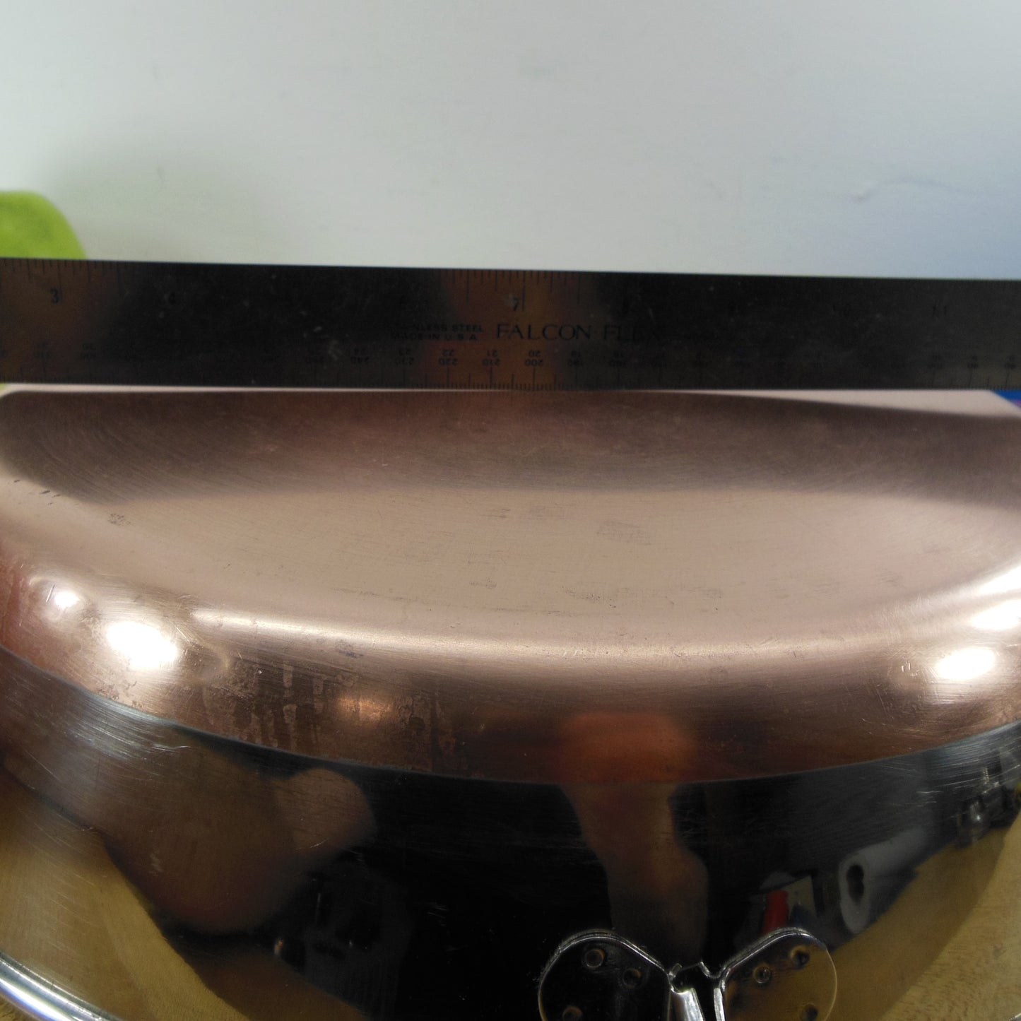 Revere Ware 12" Fry Pan Skillet Chicken Fryer Stainless Copper Clad 1995 Clinton Ill. Bow