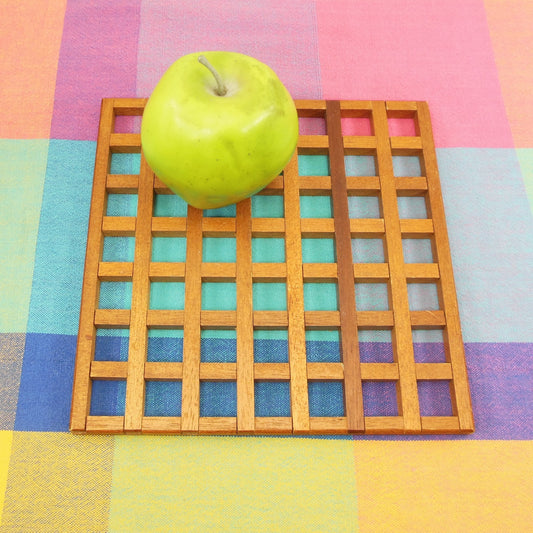 Teak Wood Grid 8" Square Trivet