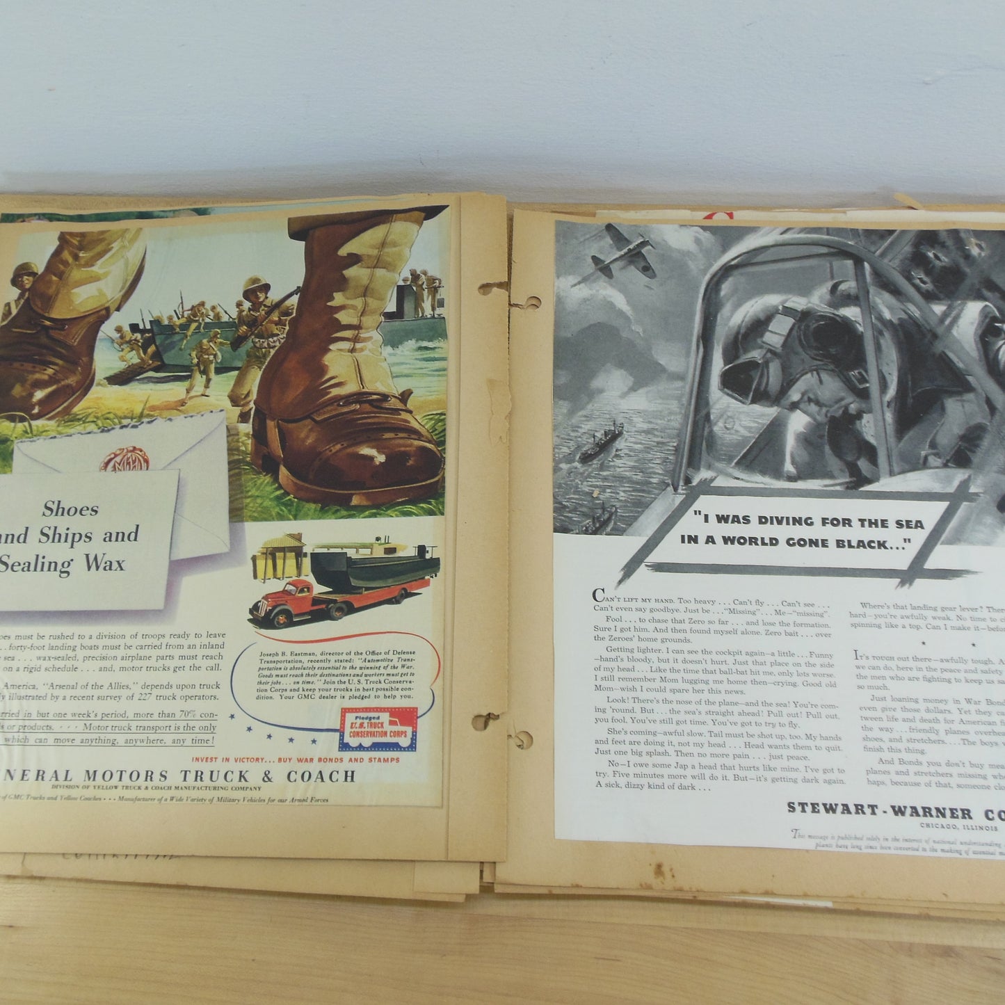 WWII Era 1940's Scrapbook Album FSU Project Magazine Pages general Motors