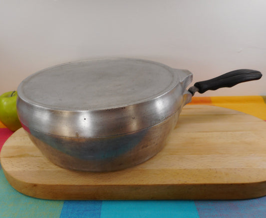 Unbranded 1930-50s Aluminum Combo Cooker Dutch Oven Deep Skillet Griddle Vintage