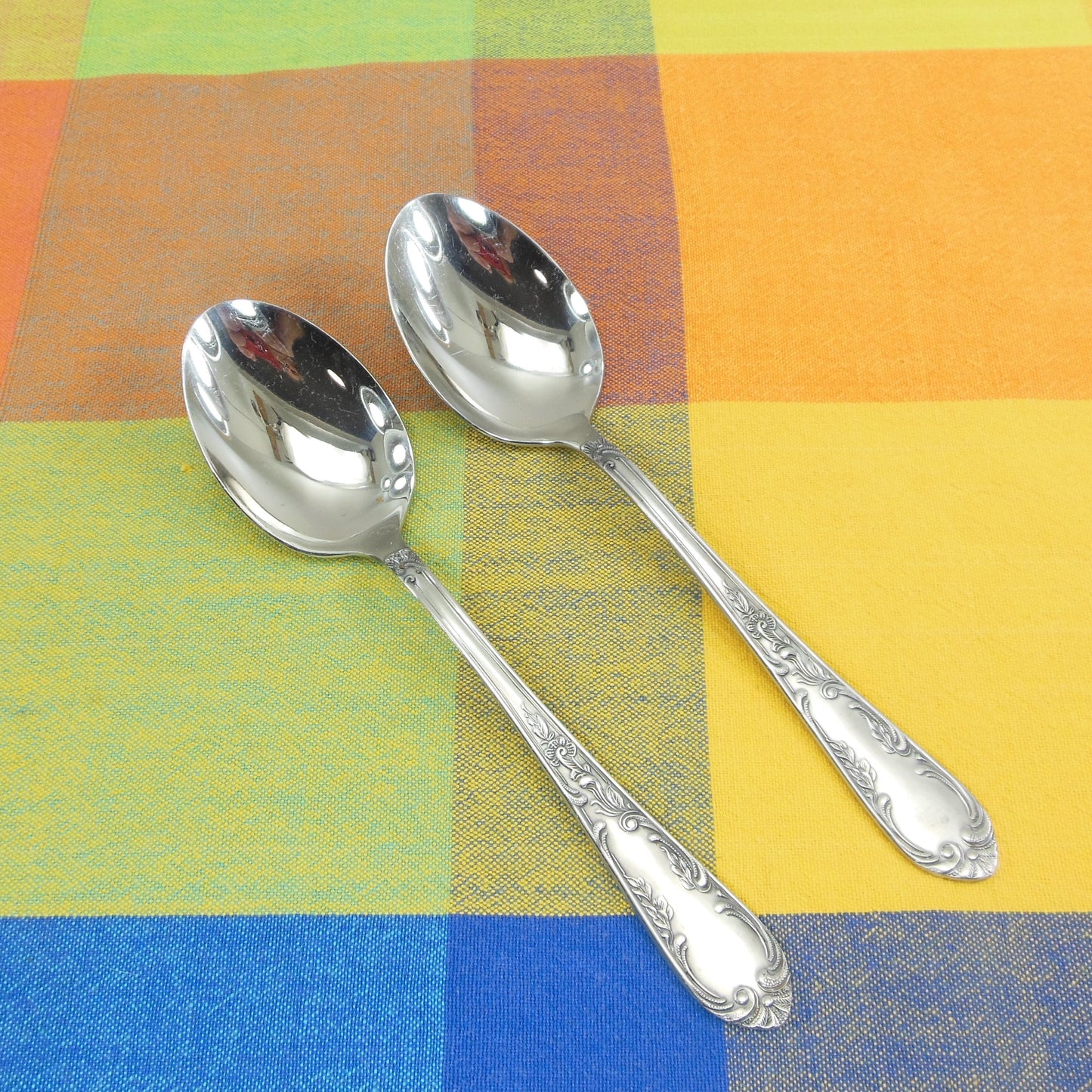 Amefa Holland AFS1 Stainless Flatware Scroll Handle - 2 Serving Spoons