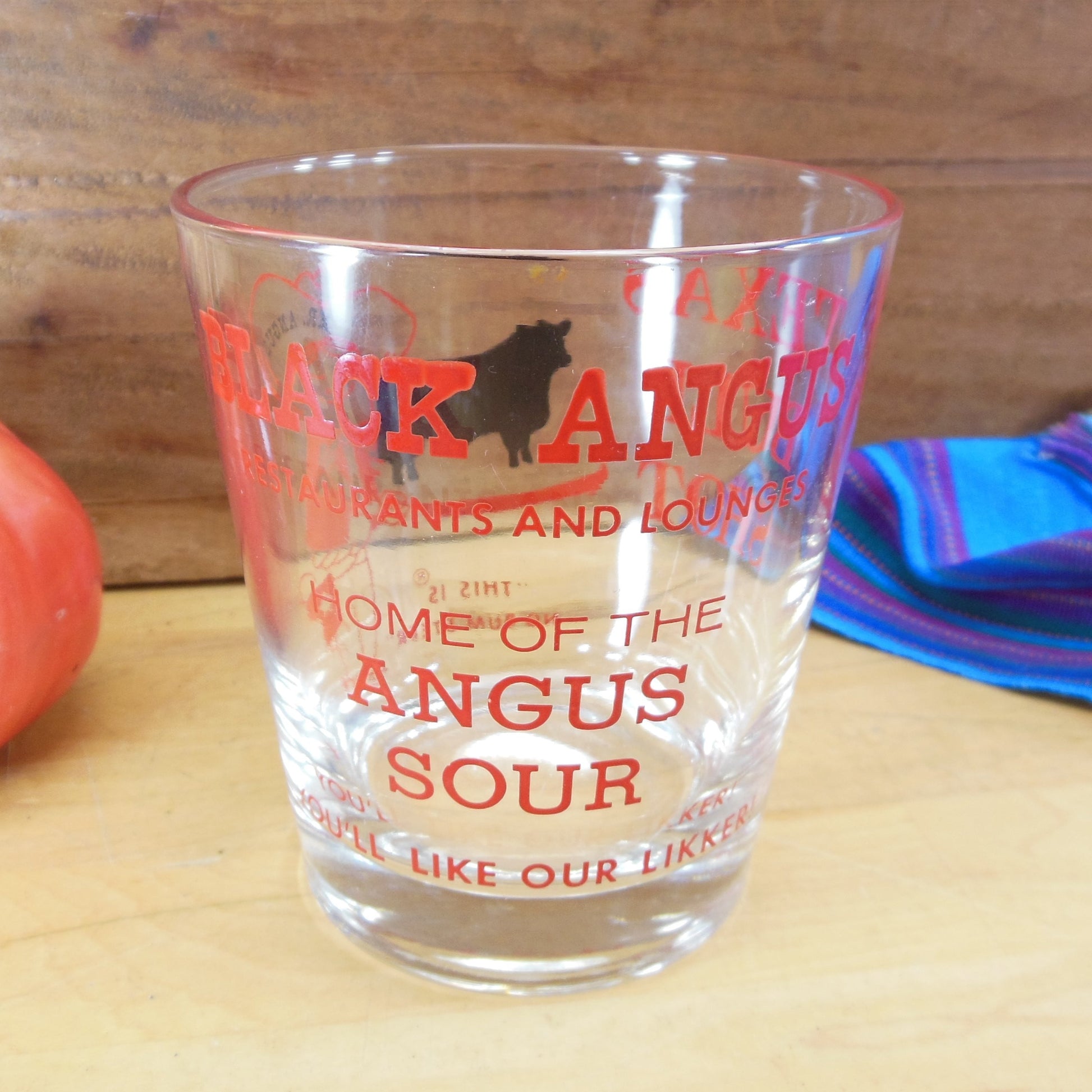 Black Angus Restaurant Texas Bull Shot Glass Vintage Used