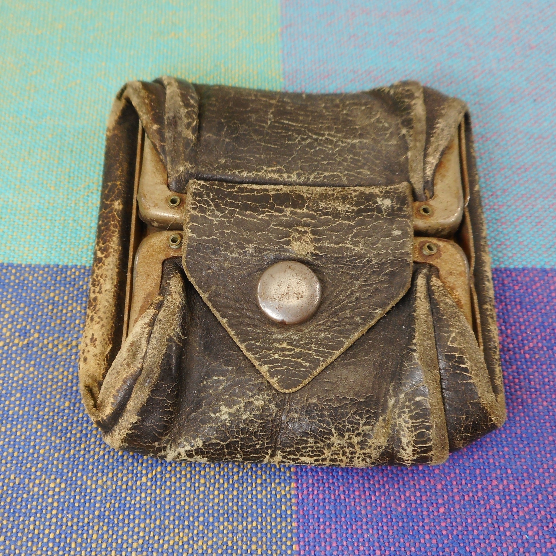 Antique Black Leather Hinged Coin Purse Rume New Haven
