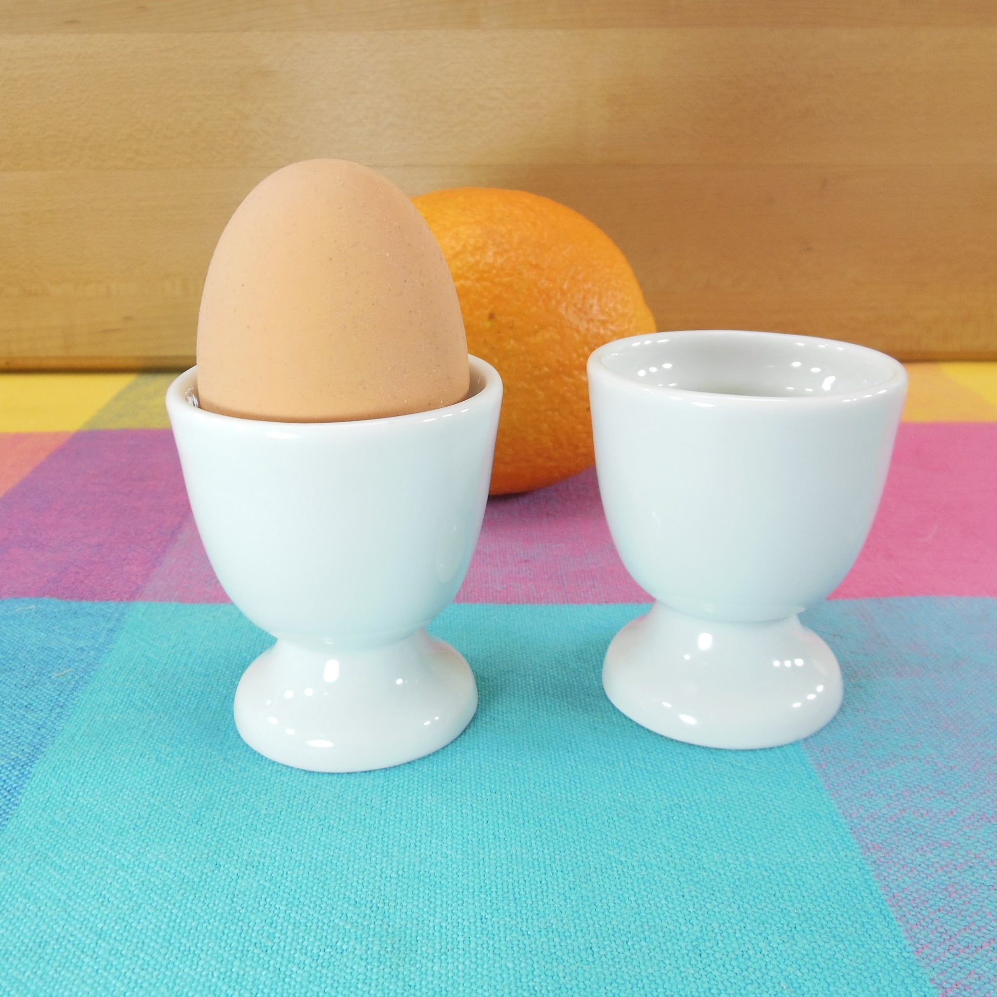 Apilco France White Porcelain Egg Cup Pair