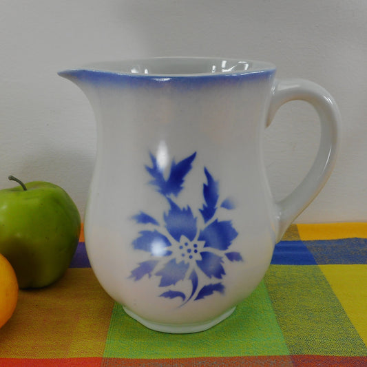Arabia Finland Porcelain Milk Pitcher Blue Airbrush Flower