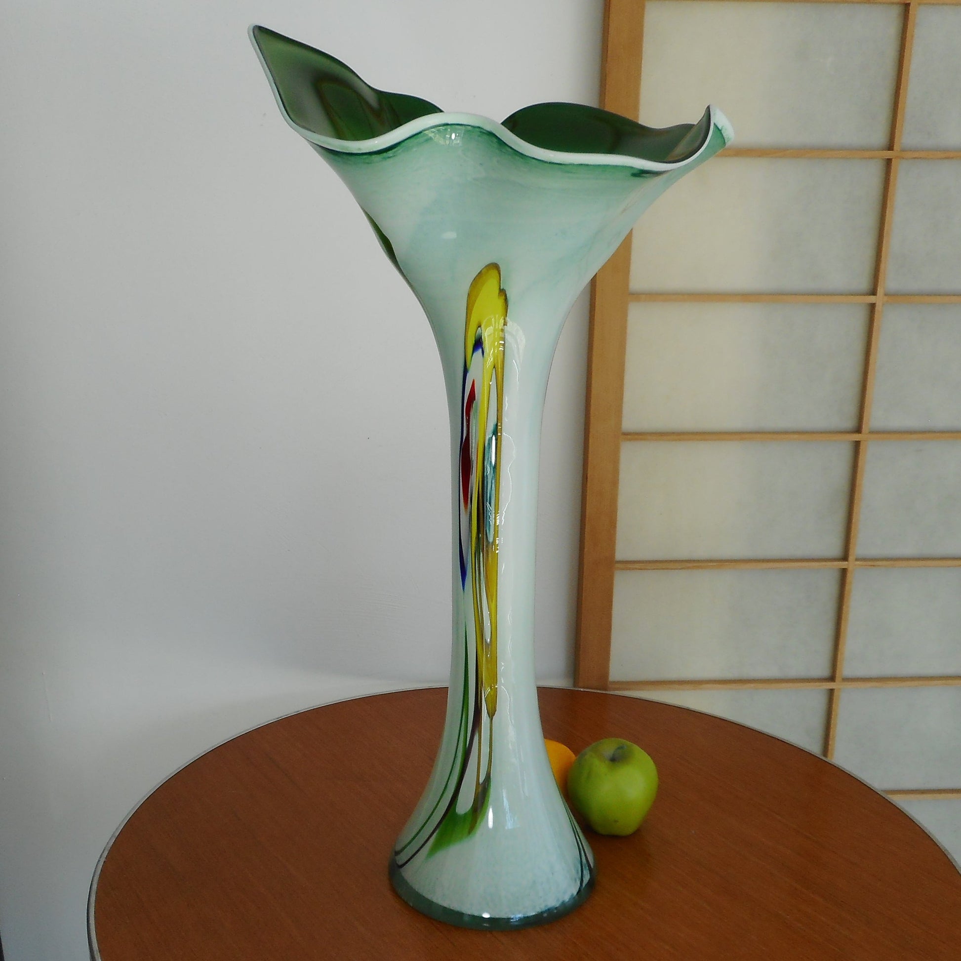 Signed Art Glass Monumental 27" Floor Vase - Jack In The Pulpit
