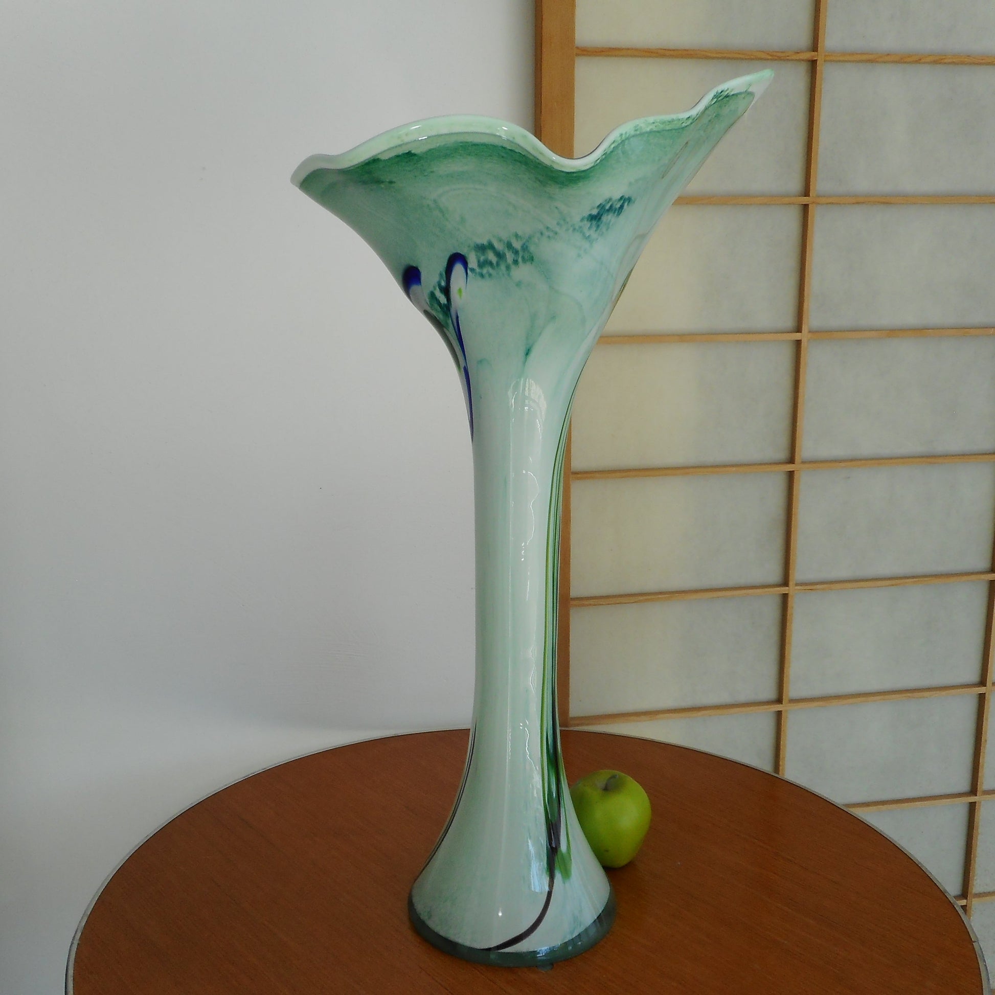 Signed Art Glass Monumental 27" Floor Vase - Jack In The Pulpit Multi-color