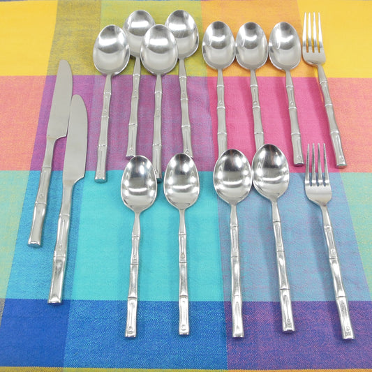 Hampton Silversmiths Bamboo Stainless Flatware 15 Pieces