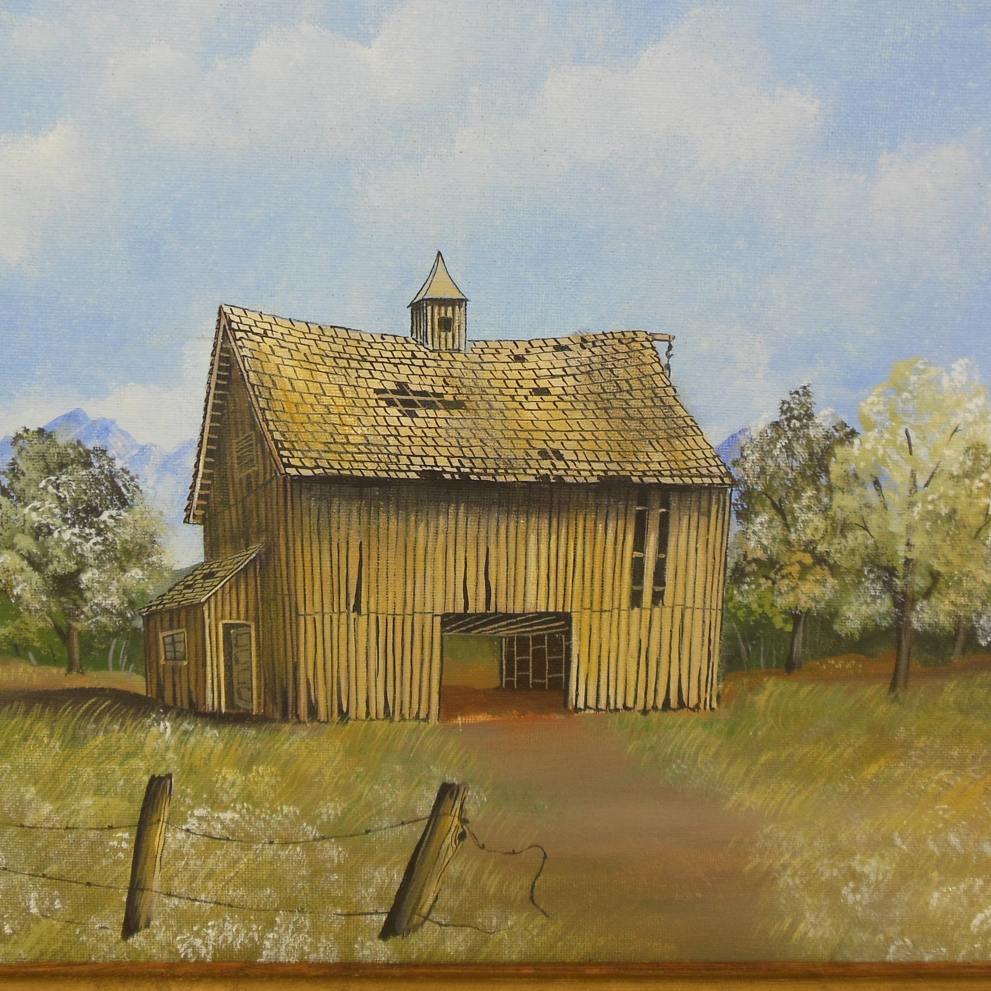 William Curtis Elliott 1984 Oil Painting Lone Barn #49 Dallas Artist Vintage