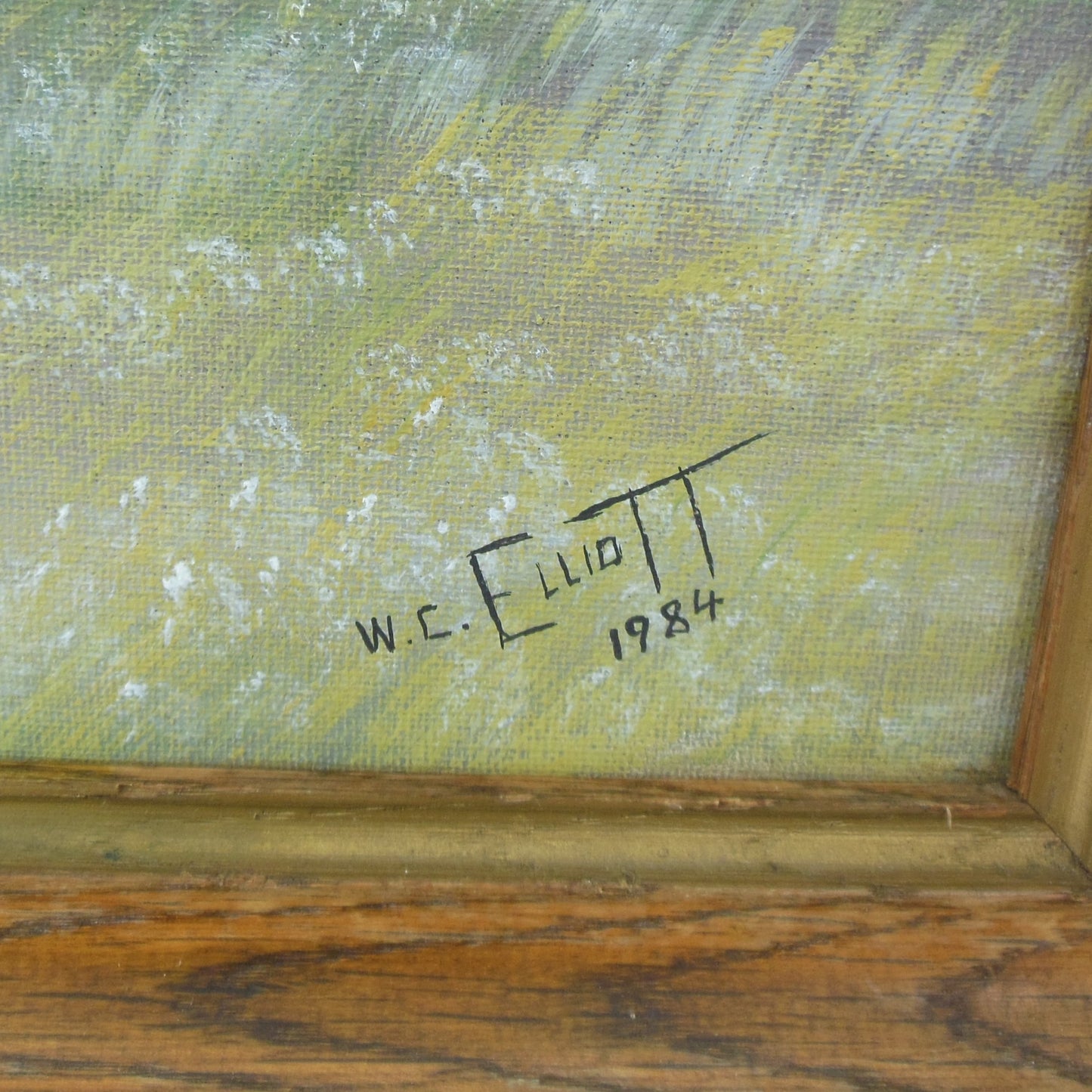 William Curtis Elliott 1984 Oil Painting Lone Barn #49 Dallas Artist Signed Signature
