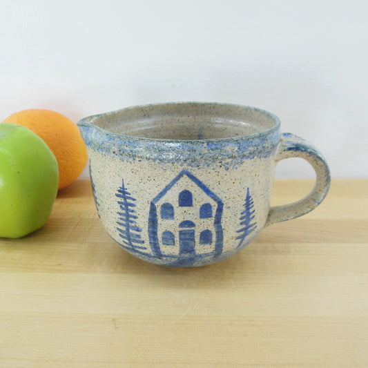 Sugarcamp Pottery Batter Bowl Blue House Trees