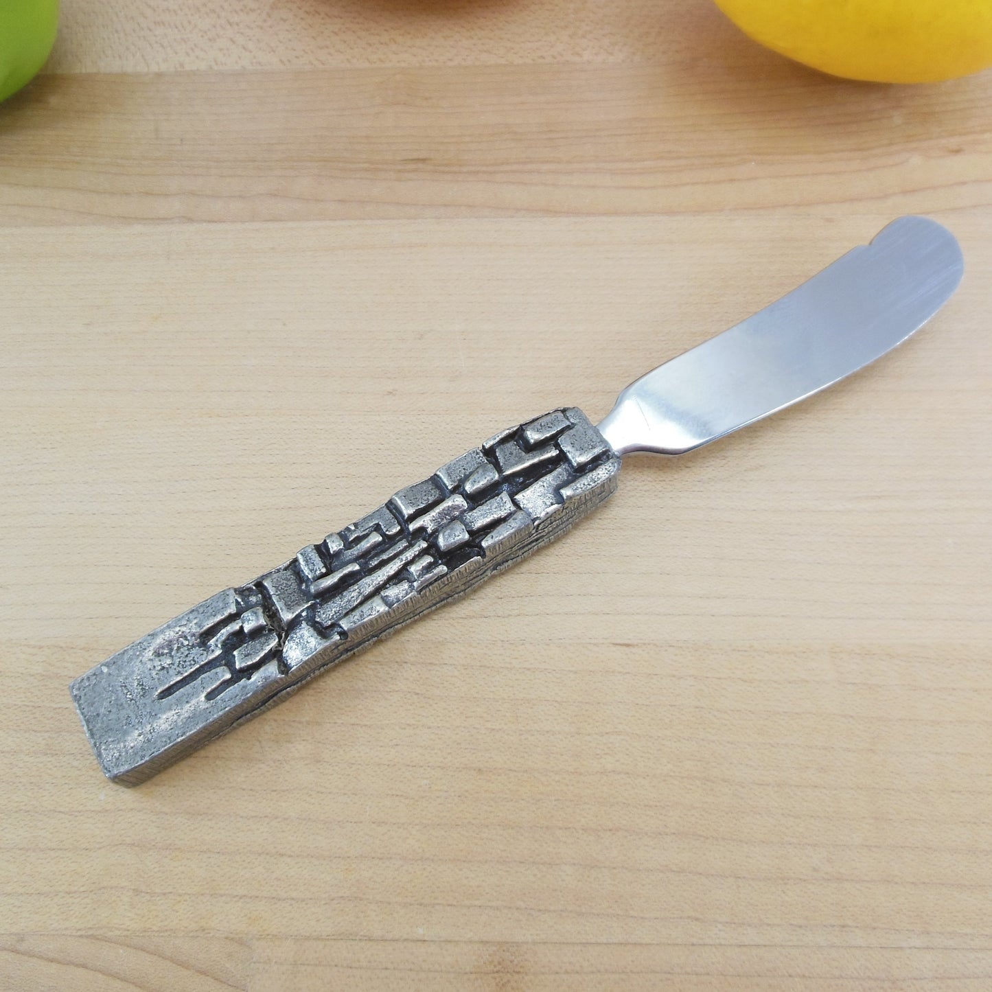 Brutalist Cubist Pewter Butter Cheese Spread Knife Unsigned
