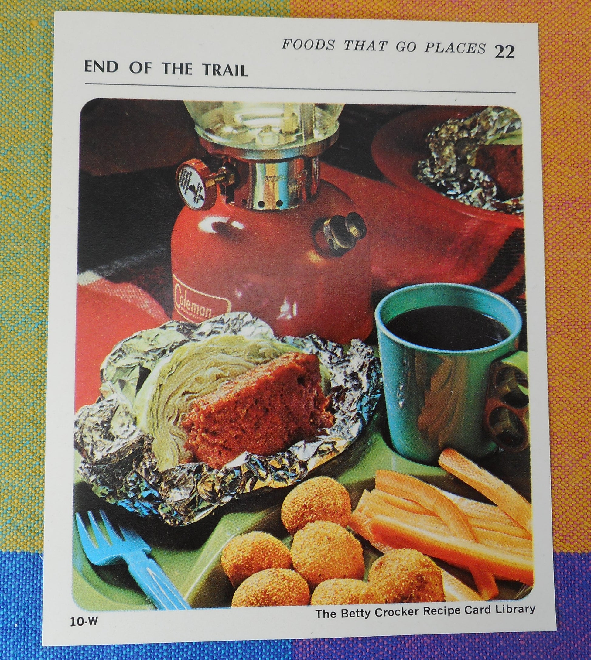 General Mills Betty Crocker 1971 Recipe Card - Coleman Red 200A Lantern - Foods That Go Places