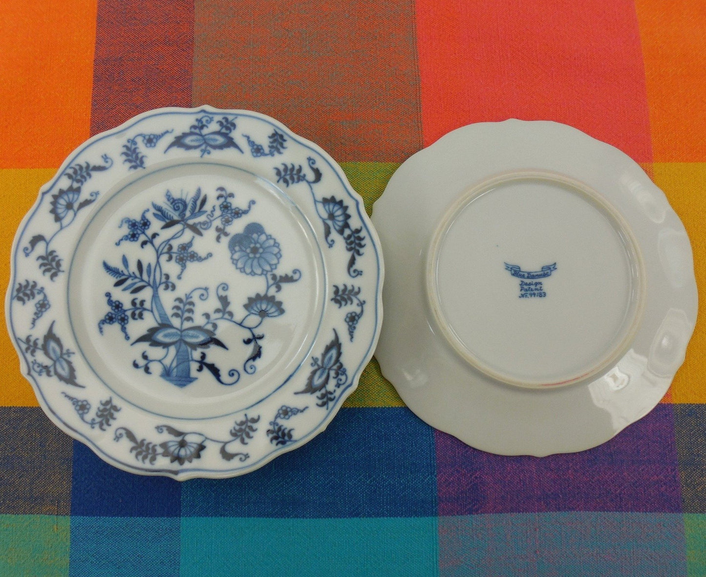 Blue Danube China Japan - 4 Set Bread and Butter Plates - Ribbon Banner Mark Vintage Used