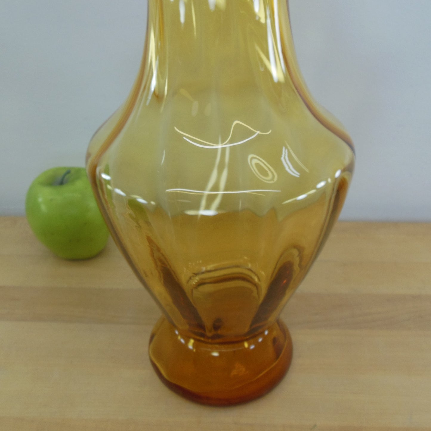 Blenko Glass Amber Wheat Twist Swirl Vase 14.5" Block Label used