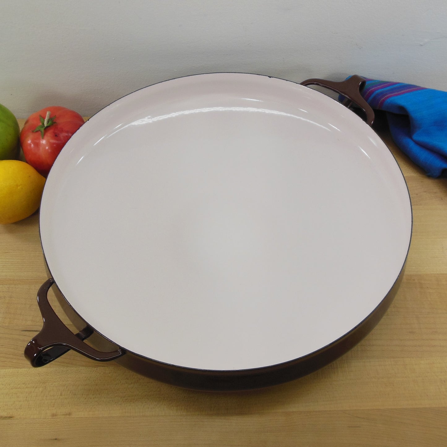 Dansk France Enamelware 13.5" Brown Buffet Server Paella Pan Vintage