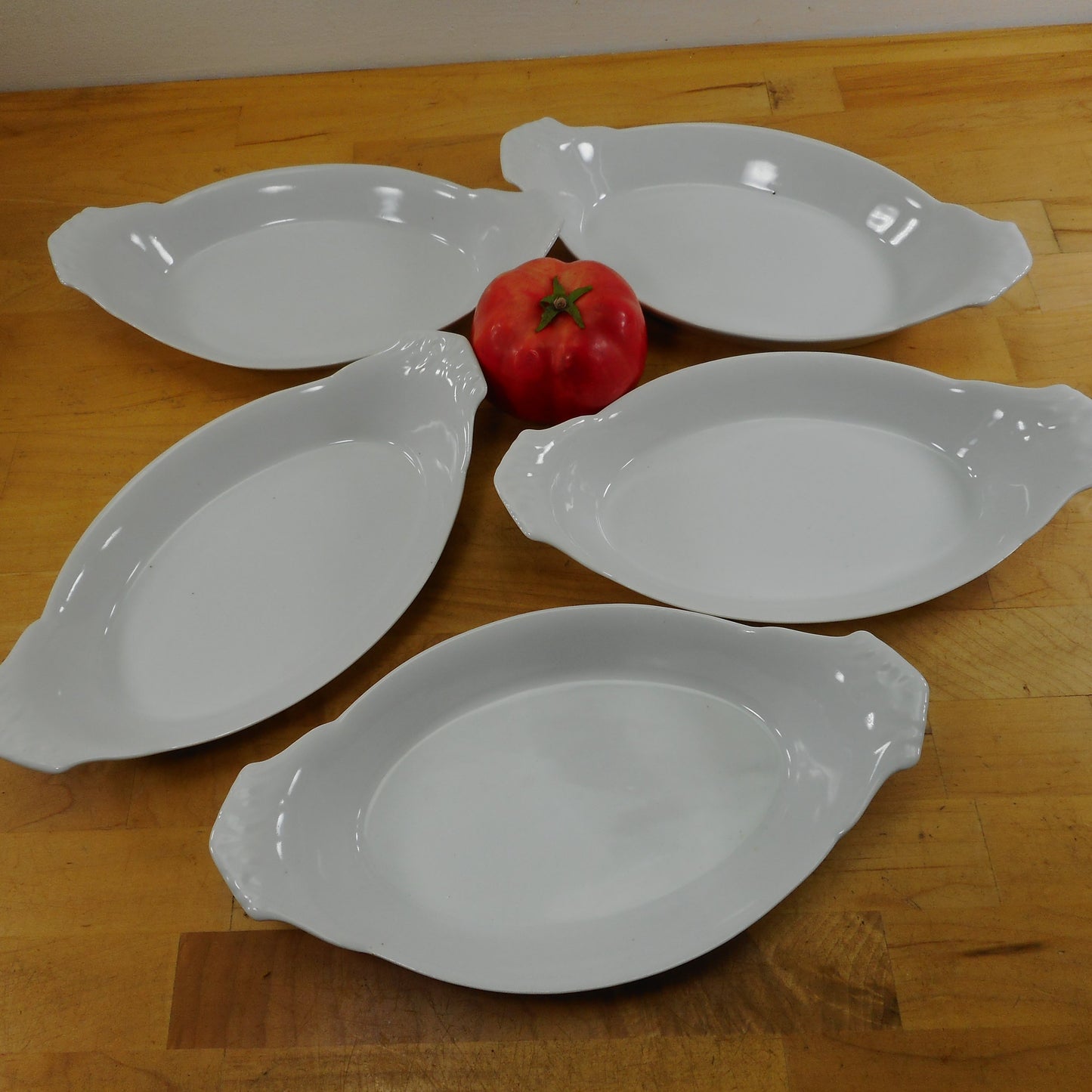 BIA Classic White Porcelain 8 Oz. Au Gratin Dishes 5 Set
