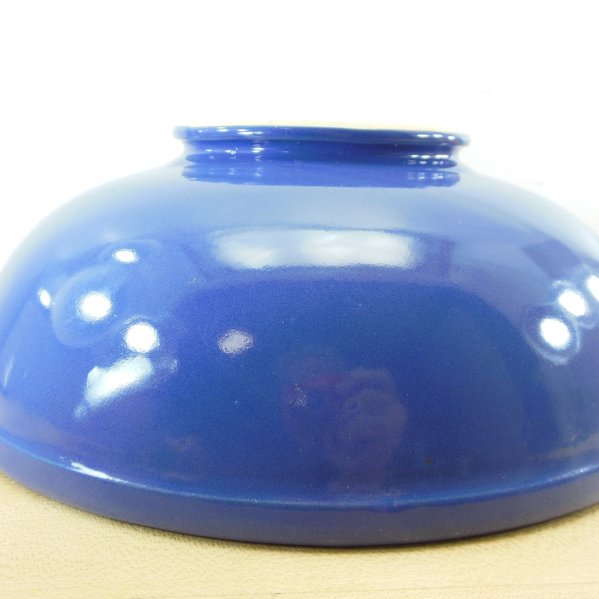 Unmarked Maker 11" Large Blue Pottery Fruit Salad Serving Footed Bowl Pedestal
