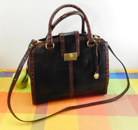 Brahmin Alligator Black Leather Satchel Handbag Shoulder Bag - Used Once EUC