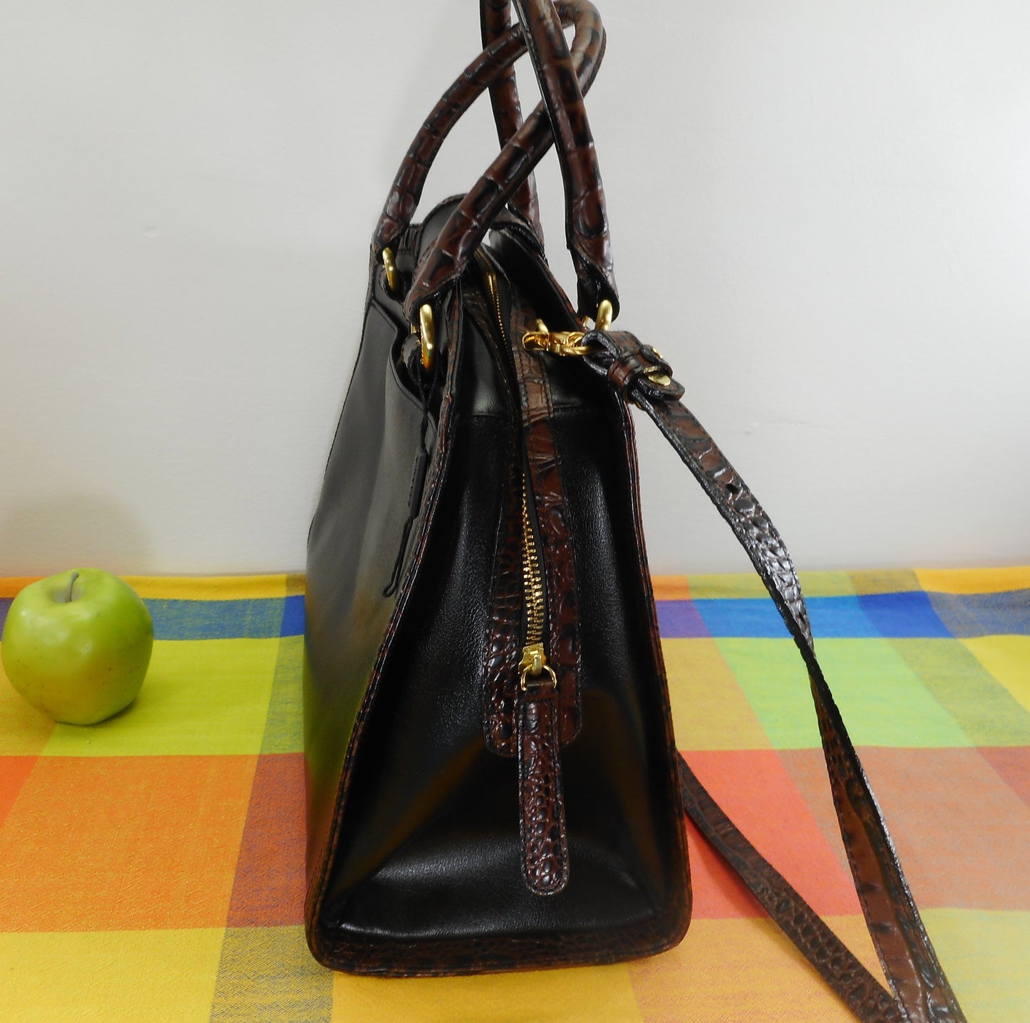 Brahmin Alligator Black Leather Satchel Handbag Shoulder Bag - Used Once EUC Estate Item
