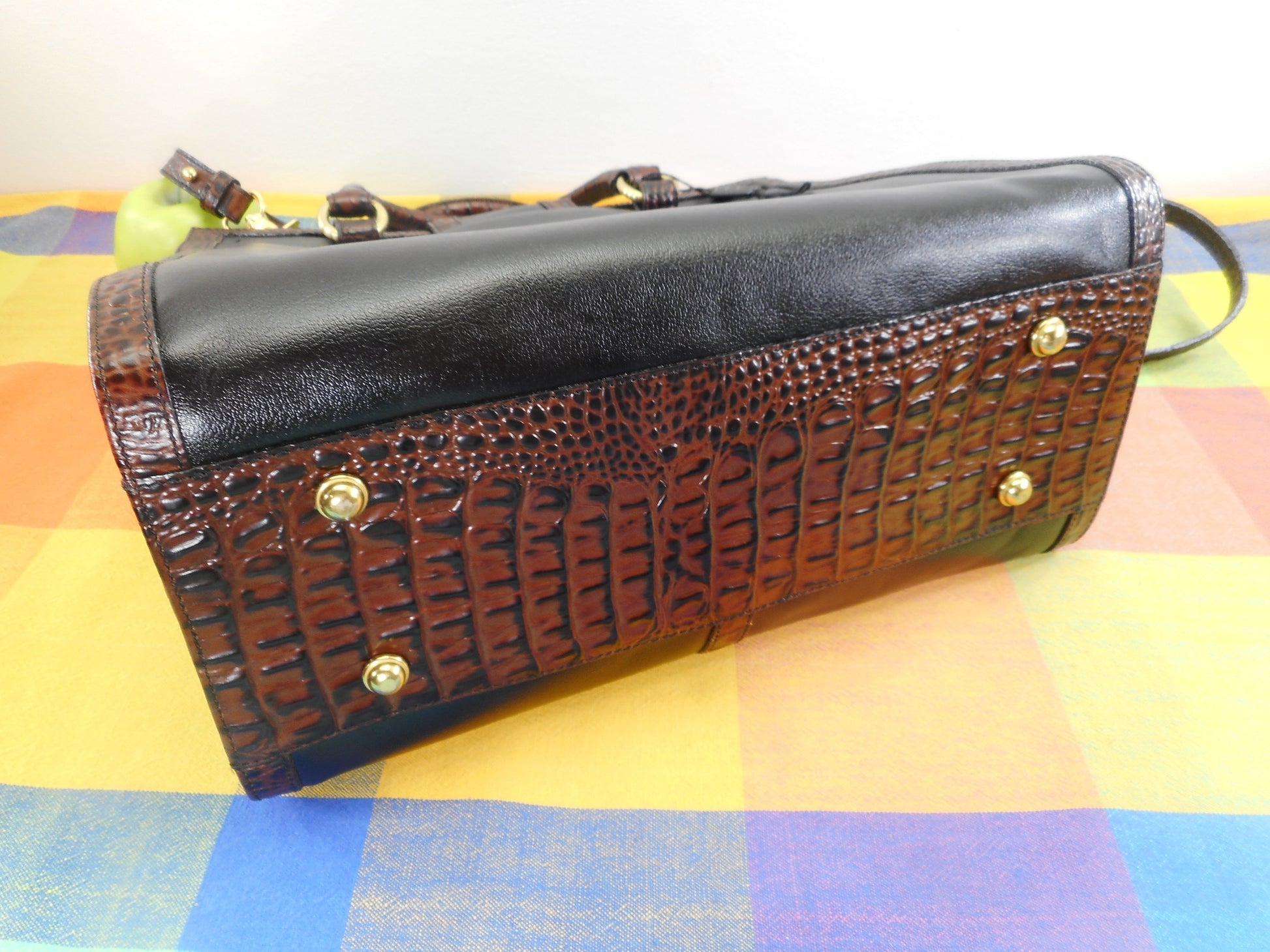 Brahmin Alligator Black Leather Satchel Handbag Shoulder Bag - Used Once EUC Purse
