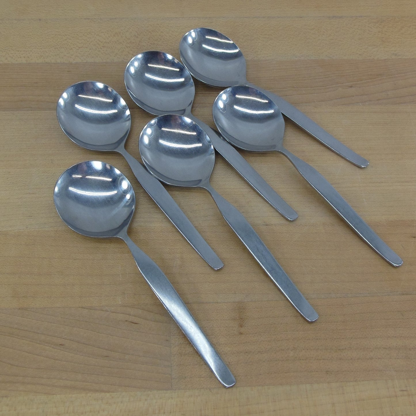 Viners Empire Profile Stainless Flatware - 6 Bullion Soup Spoons