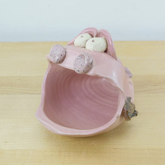 Pink Pottery Bug Eye Gaping Mouth Pottery Odd Critter Fish