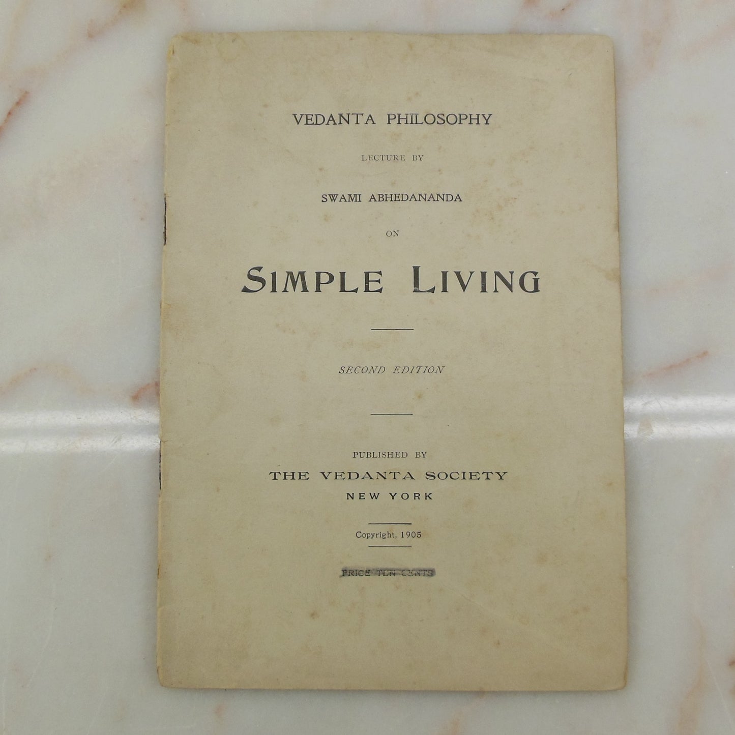 Swami Abhedananda 1905 Simple Living Lecture Booklet - Vedanta Society