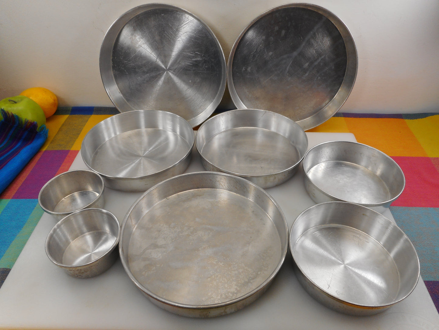 Round Aluminum Cake Pan 9 Lot - Mirro Vitality Wear Ever Unbranded 3" 5.5" 7.5" 8" 9" Vintage