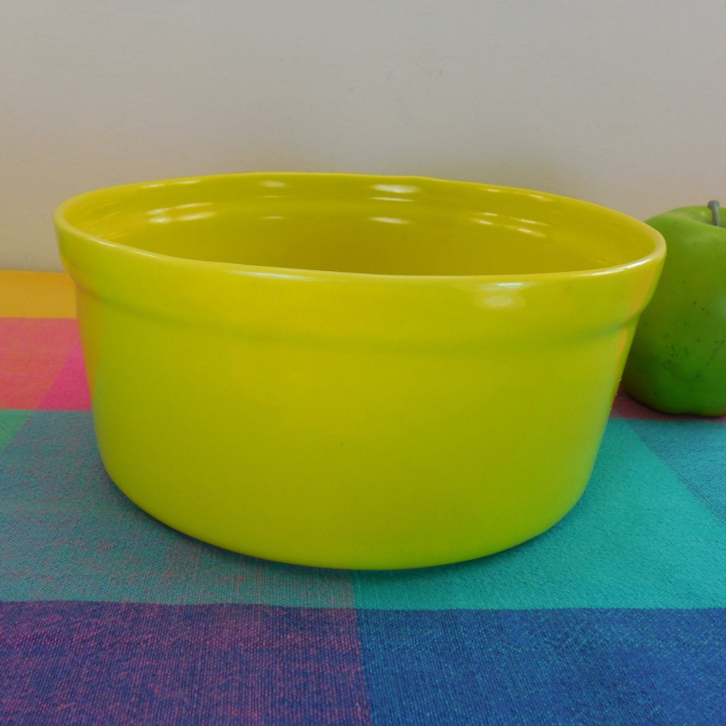 Calif. USA Ovenprof Bright Yellow Ceramic Souffle Dish Bowl Vintage
