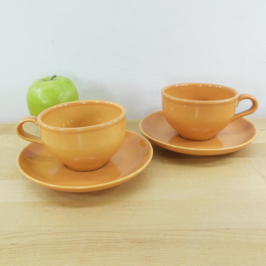 Russel Wright Iroquois Cup & Saucers Pair Cantaloupe