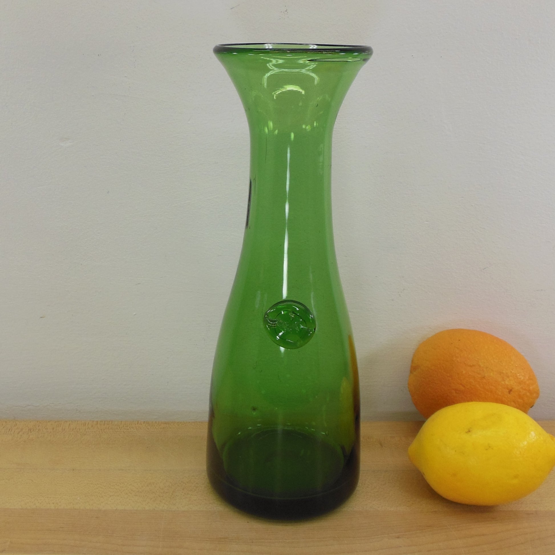 Emerald Green Blown Glass Chianti Wine Carafe