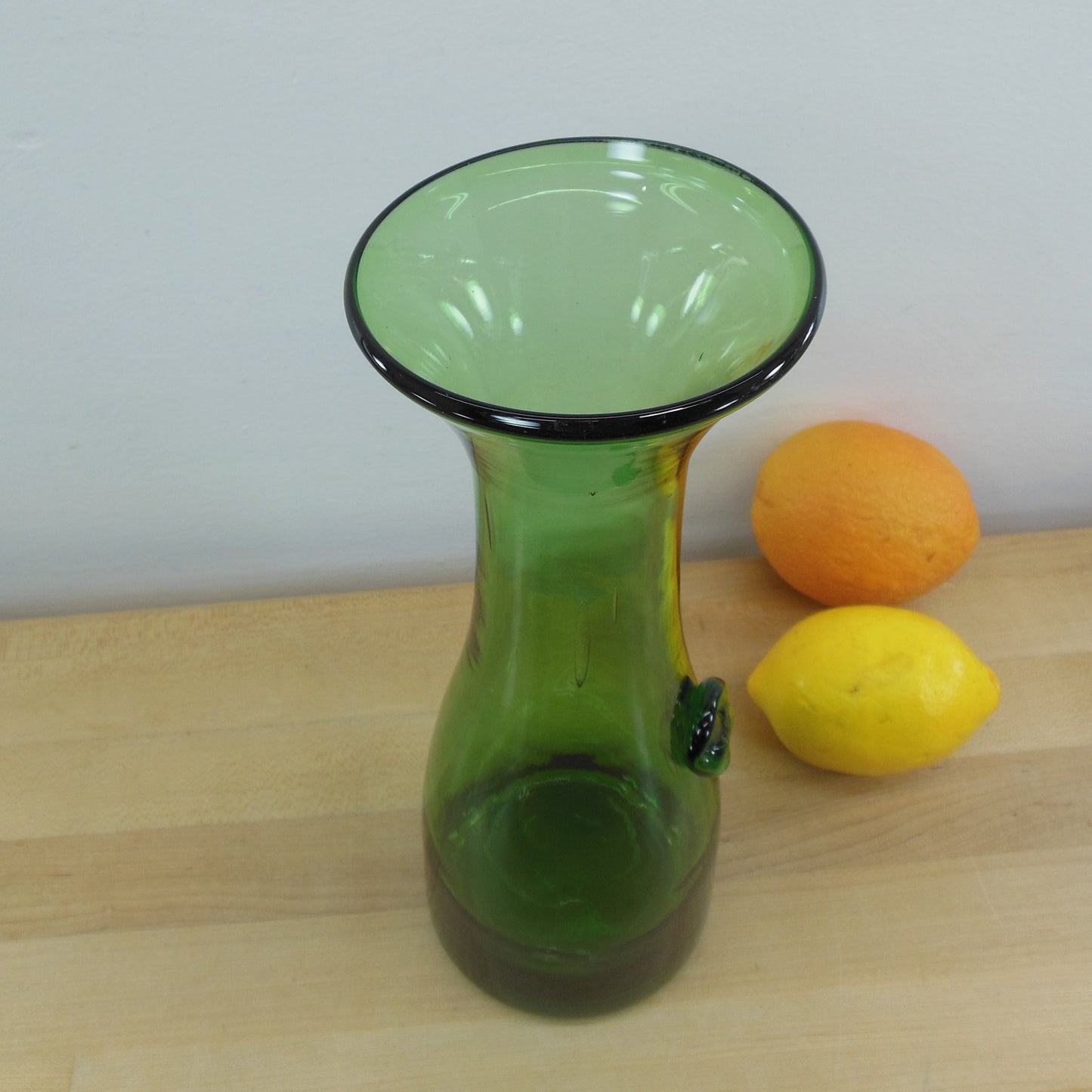 Emerald Green Blown Glass Chianti Wine Carafe Blob