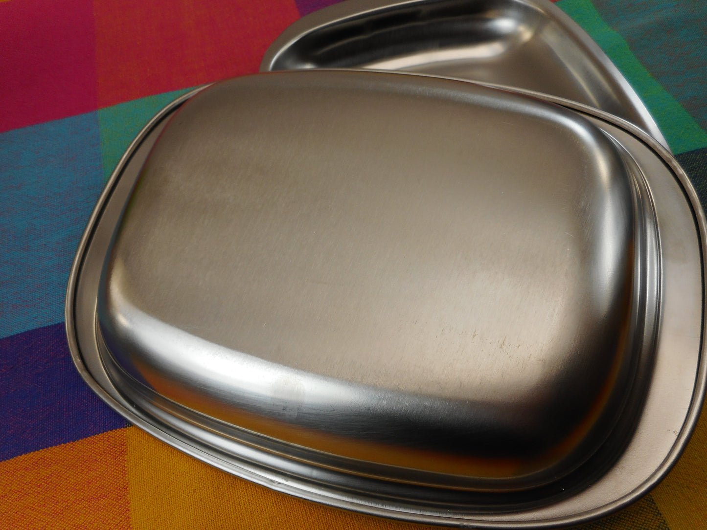 Cavalier England Mid Century Modern Stainless Steel Lidded Serving Dish Pan 7x10