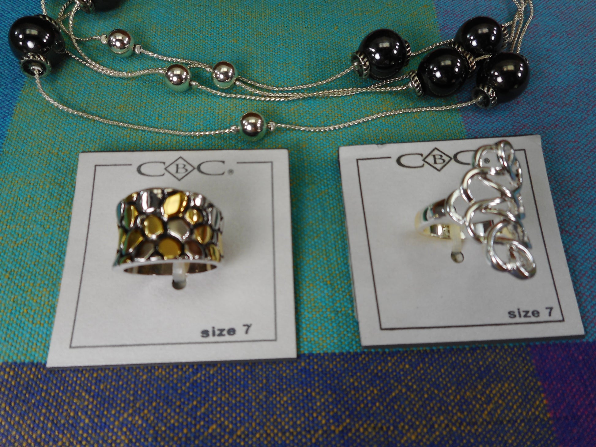 Macy's Jewelry 3 Lot - Alfani Bead 30" Necklace & City by City Rings Size 7 Estate Jewelry