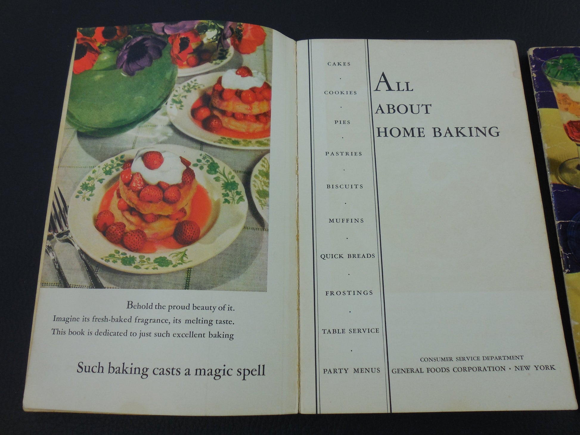 Two Vintage Recipe Books - by General Foods - 1935 Desserts... 1940 All About Home Baking interior
