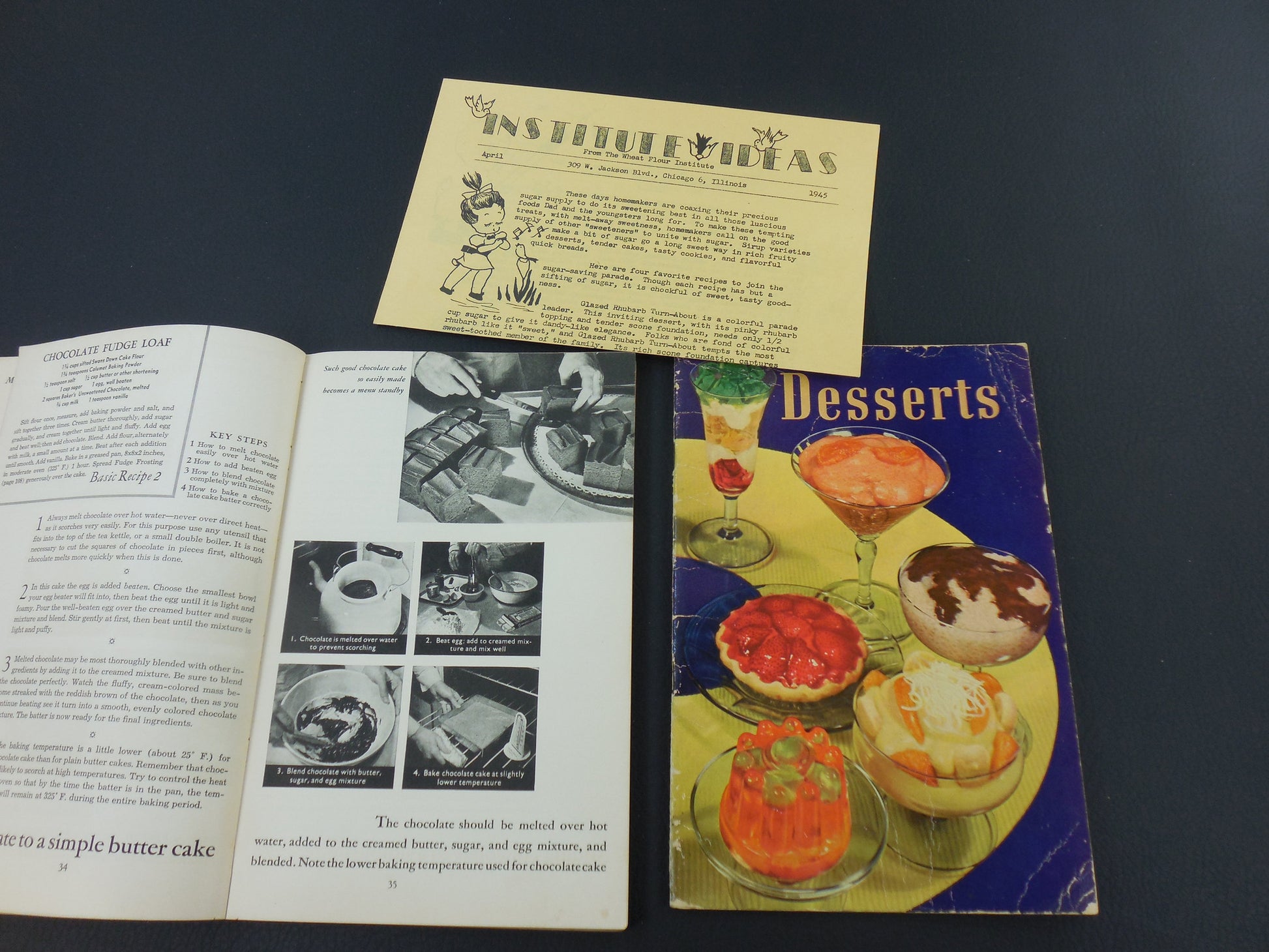 Two Vintage Recipe Books - by General Foods - 1935 Desserts... 1940 All About Home Baking interior